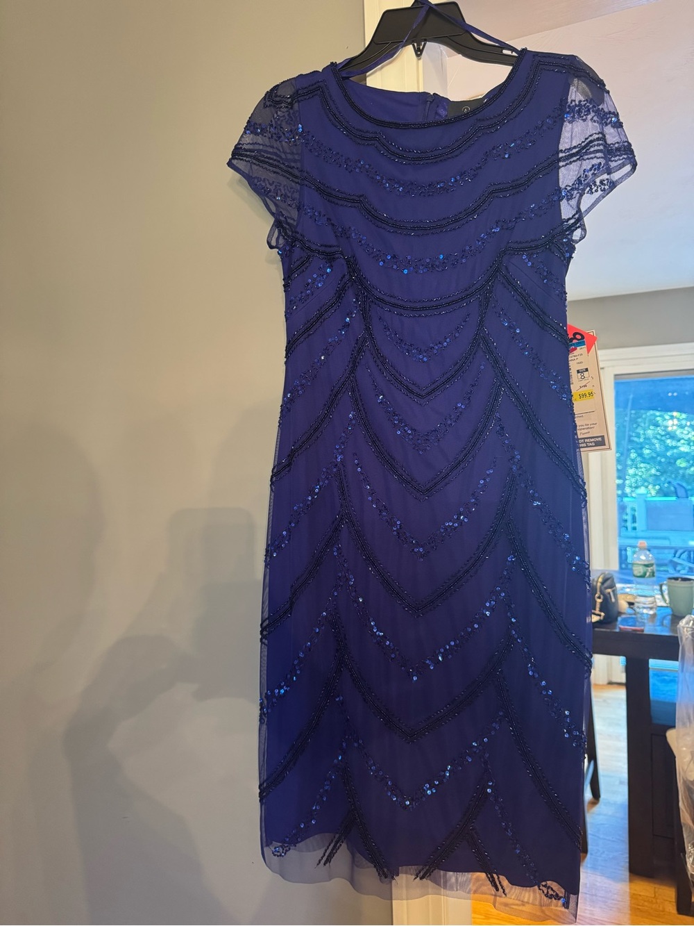 Adrianna Papell Royal Blue Beaded Sheath Dress